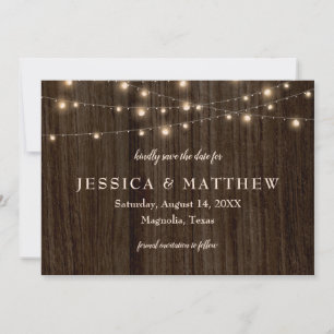Save The Date Rustic Farmhouse Twinkling Lights Enregistrer la d