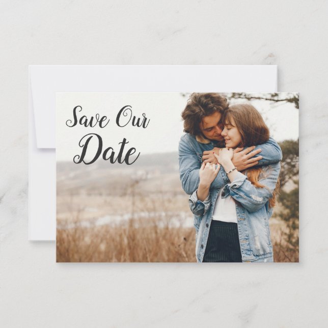 Save The Date Rustic Floral Skull Boho Photo Card (Front)