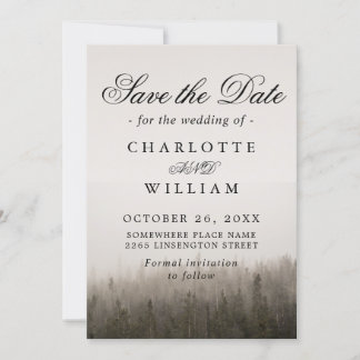 Save The Date Rustic Forest Misty Mariage paysage