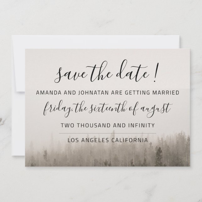 Save The Date Rustic Forest Misty Mariage paysage (Devant)