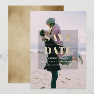 Save The Date Rustic Gold Minimal photo moderne