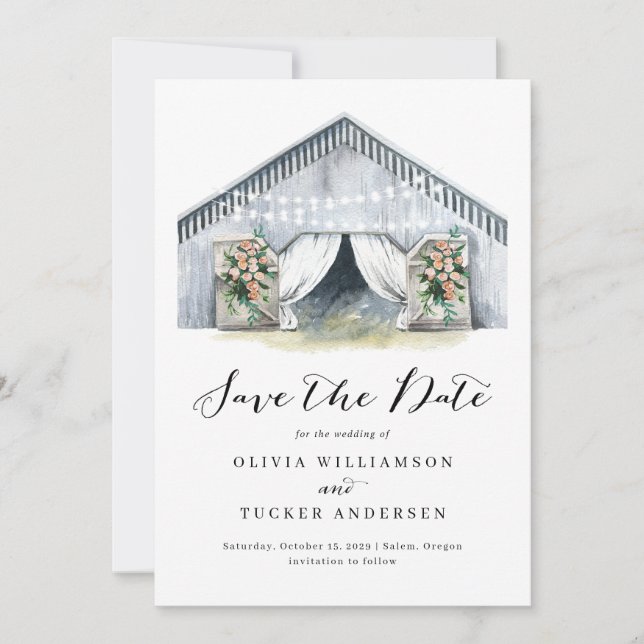 Save The Date Rustic Grange Farmhouse Photo Enregistrer la date (Devant)