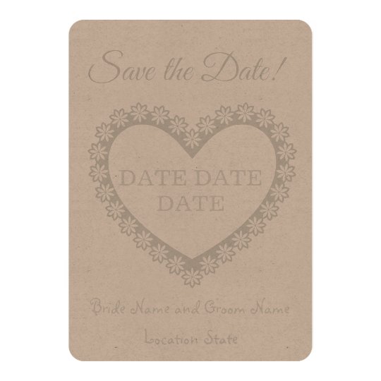 Save the Date Rustic Heart Card