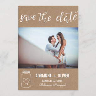 Save The Date Rustic Heart Mason Jar Enregistrer La Date Couple 