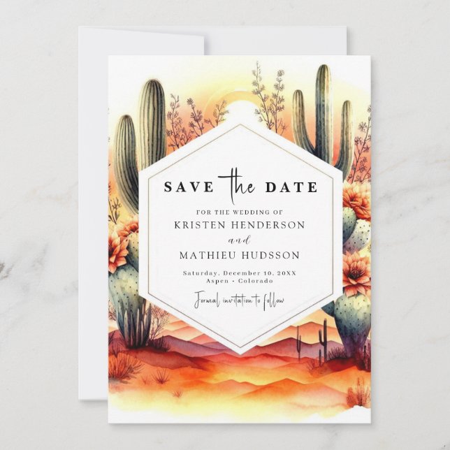 Save The Date Rustic Lovely Cactus Mariage (Devant)