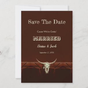 Save The Date Rustic Mariage Western Bull Skull Enregistrer La D
