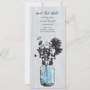Save The Date Rustic Mason Jar & Fleurs sauvages Enregistrer la 