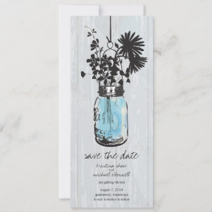 Save The Date Rustic Mason Jar & Fleurs sauvages Enregistrer la 