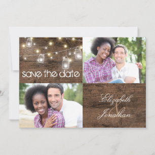 Save The Date Rustic Mason Jars et String Lights Mariage photo