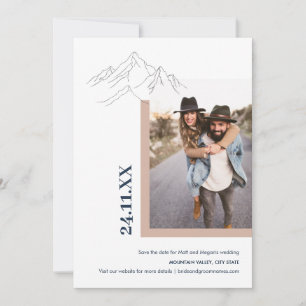 Save The Date Rustic Mountain Nature Extérieur Photo Blush Rose