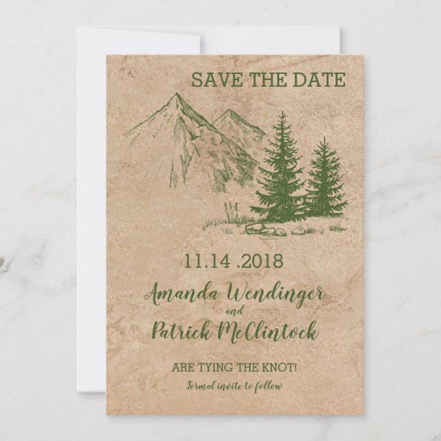 Save The Date Rustic Mountain Pittoresque Enregistrer la date (Devant)