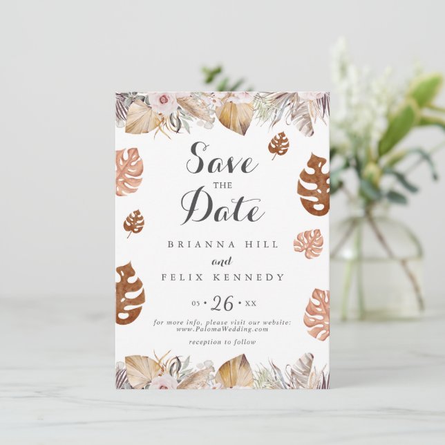 Save The Date Rustic Neutral Boho Wedding (Debout devant)