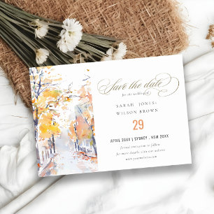 Save The Date Rustic Pastel Automne Automne Mariage Paysage d'au
