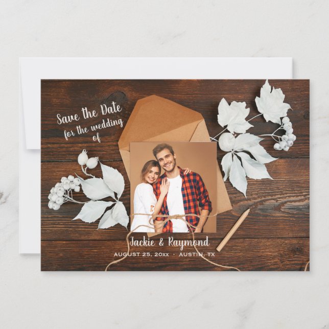 Save the Date Rustic Photo Announcement (Front)