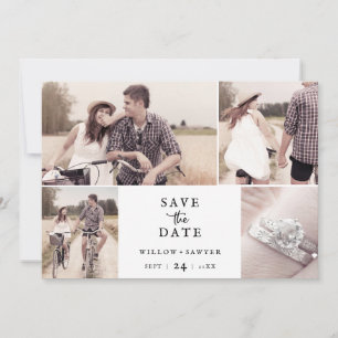 Save The Date Rustic Script 4 Photo Collage Enregistrer La Date