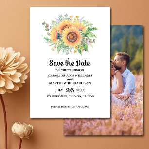 Save the Date. Rustic Sunflower Wedding Photo Card