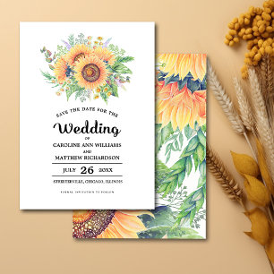 Save the Date. Rustic Sunflowers Wedding  Invitation