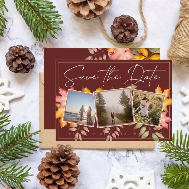 Save The Date Rustic Terracotta Fall quitte trois Mariage photo (Créateur téléchargé)
