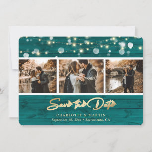 Save The Date Rustic Turquoise Bois Mariage 3 Photo Enregistrer 