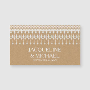 Save the Date Rustic Vintage Lace Kraft Paper