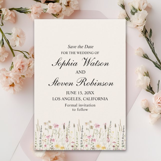 Save The Date Rustic Wildflower Wedding in Beige Tones (Créateur téléchargé)