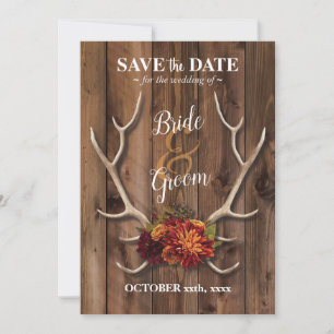 Save the Date rustic wood background with antlers