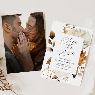 Save The Date Rustique Automne Floral Frame Photo Mariage