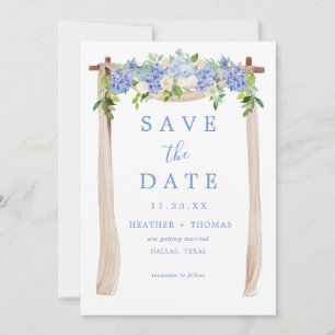 Save The Date Rustique bleu poussiéreux d'aquarelle d'hortensia