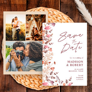 Save The Date Rustique Bohème Chic Fleurs Sauvages Mariage Multi