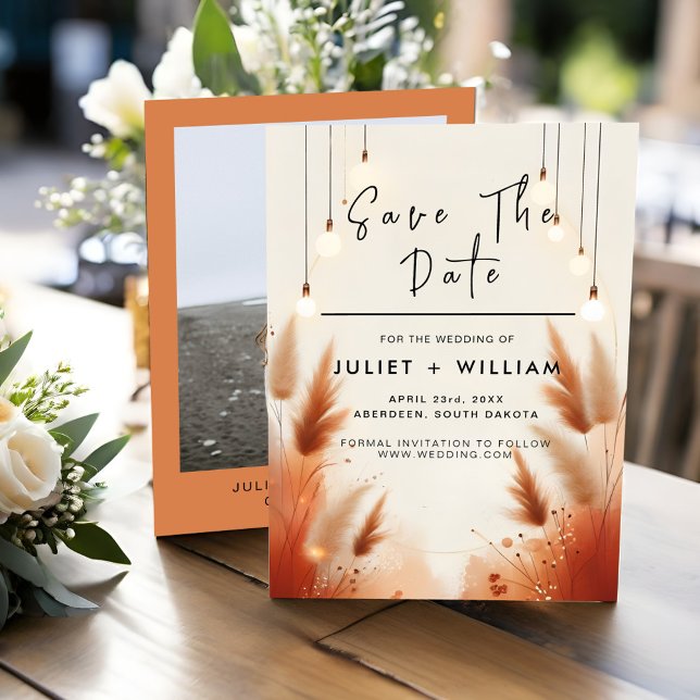 Save The Date Rustique Boho Automne Ombre Mariage Brown (Créateur téléchargé)