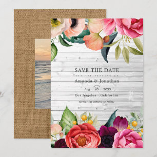Save The Date Rustique Boho Floral Bohème Mariage Photo Enregist