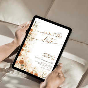Save The Date Rustique Boho Terracotta Floral QR Code Mariage