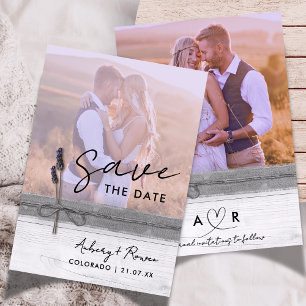 Save The Date Rustique Burlap Bois Lavender Fleur sauvage Boho P