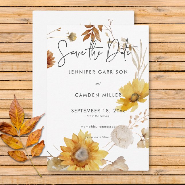 Save The Date Rustique Delicate Automne Floral Mariage Wreath (Rustic Delicate Fall Floral Wreath Wedding Save The Date)