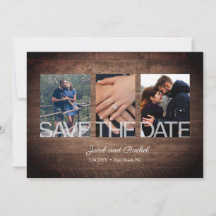 Save The Date Rustique Enregistrer la date 3-Photo Collage Maria