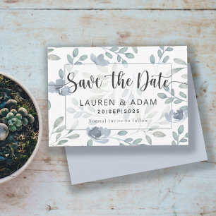 Save The Date Rustique Enregistrer la date Dusty Blue Eucalyptus