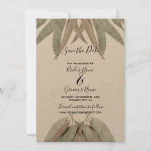 Save The Date Rustique Eucalyptus Leaf Mariage Enregistrer La Da