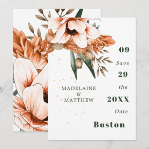 Save The Date Rustique Floral Terracotta Or Élégant Chic