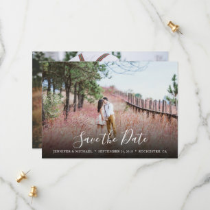 Save The Date Rustique manuscrit élégant mariage photo