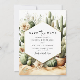 Save The Date Rustique moderne Mariage Cactus