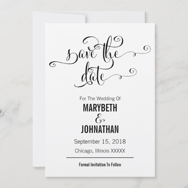 Save The Date Rustique Moderne Nous Sommes De Script Enregistrer (Devant)