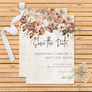 Save The Date Rustique Neutral & Rose Floral Drop