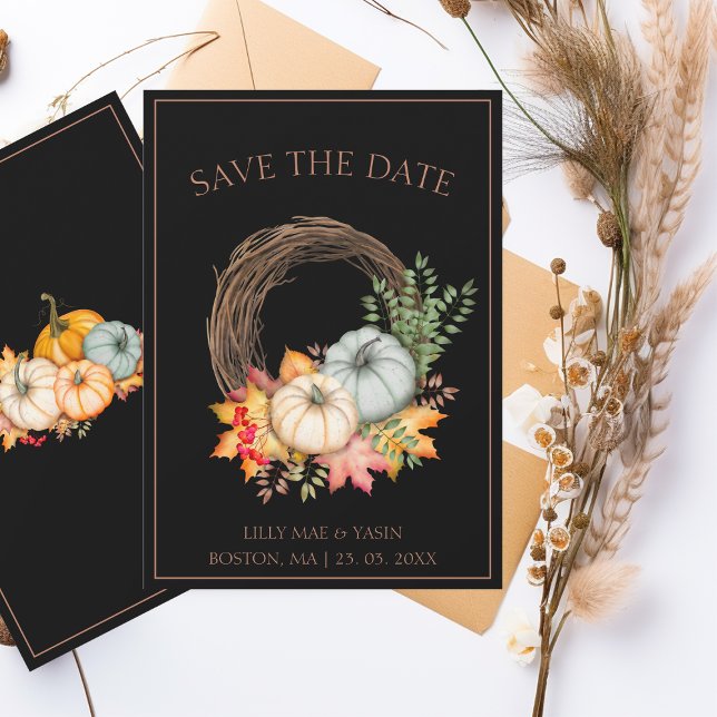Save The Date Rustique Noir Automne Citrouille Mariage d'automne (Créateur téléchargé)