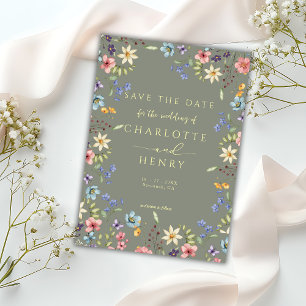 Save The Date Rustique Simple Fleur sauvage Sage Garden Mariage