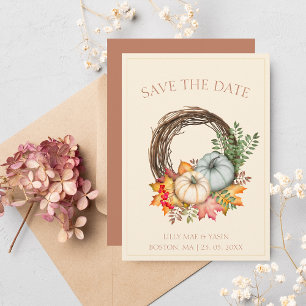 Save The Date Rustique Terracotta Automne Citrouille Mariage