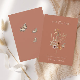 Save The Date Rustique Terracotta Automne Fleur sauvage Mariage