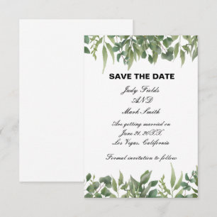 Save The Date Rustique Vert Feuille Verdure Feuillage Enregistre