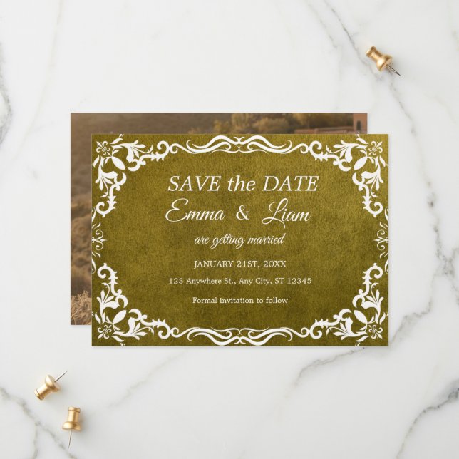 Save The Date Rustique Vert Mariage Mexicain – Sauvegarder la Da (Devant/Arrière en situation)