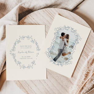 Save The Date Rustique Vintage Floral Line Mariage d'art