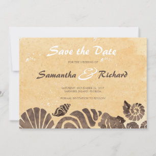 Save The Date Sable et coquilles de mer/mariage sur la plage-Éco